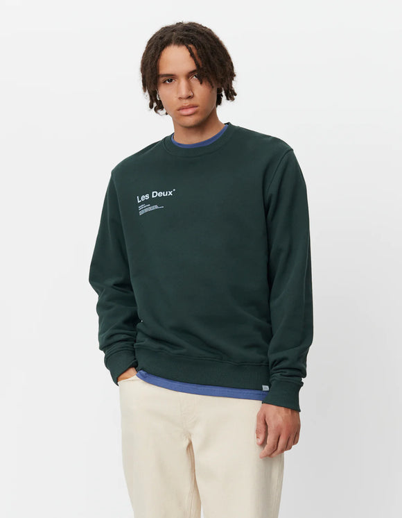 Les Deux Brody Sweatshirt Pine Green Sky Blue