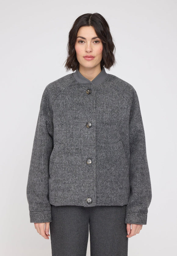 Mazine Damen Vegan Wool Bomber - Anthracite Melange