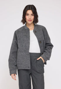Mazine Damen Vegan Wool Bomber - Anthracite Melange