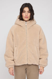 Mazine Faux Fur Hooded Damen Jacke - Natural