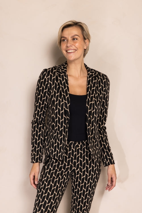 ZHRILL Damen Zhbetsy Blazer - Black Melange ZB117-N939