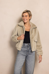 Zhrill Zhdara Damen Fell Jacke ZJ130-N888 Green Beige