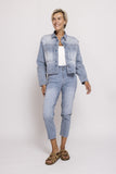 ZHRILL Zhlouie Louie Damen Jeans Jacke Blau