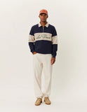 Les Deux Cory Zipper Rugby Sweatshirt - Dark Navy Light Desert Sand