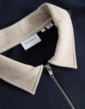 Les Deux Cory Zipper Rugby Sweatshirt - Dark Navy Light Desert Sand