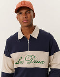 Les Deux Cory Zipper Rugby Sweatshirt - Dark Navy Light Desert Sand