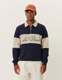 Les Deux Cory Zipper Rugby Sweatshirt - Dark Navy Light Desert Sand