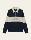 Les Deux Cory Zipper Rugby Sweatshirt - Dark Navy Light Desert Sand