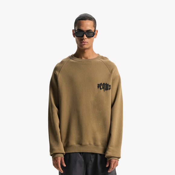Pequs Mythic Chest Logo Sweater Olive Green