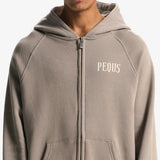 Pequs Mykonos Graphic Zip Hoodie Dark Greige