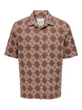 Only and Sons Onsjohnson Reg Kurzarm Hemd Braun Beige