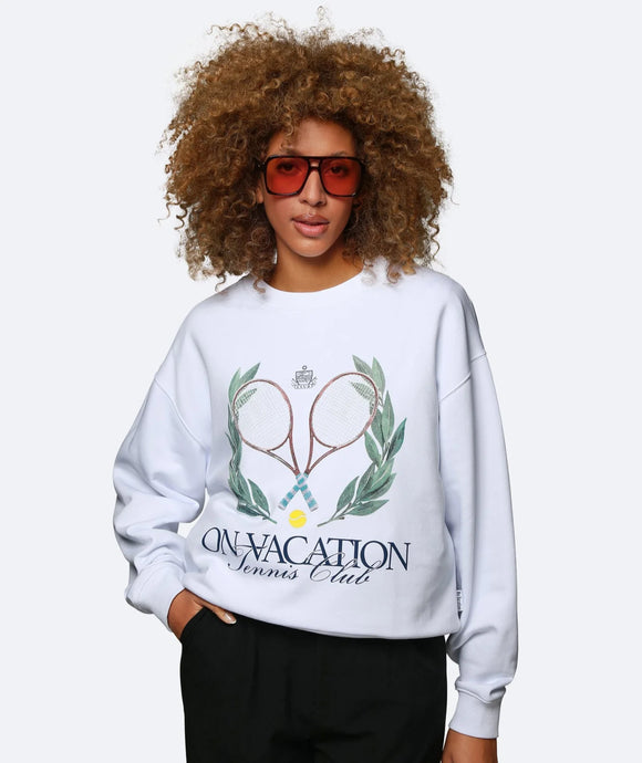 On Vacation Tennis Ladies Sweater - White