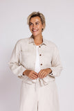 Zhrill Damen Overshirt Sand - Hemdjacke mit Brusttaschen