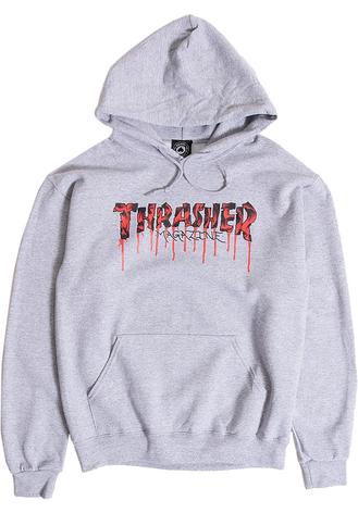 Thrasher Blood Drip Hooded Grey