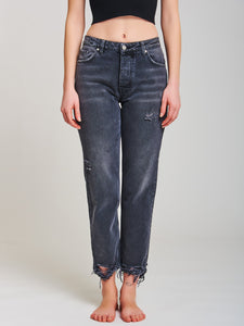 Vicolo Ripped Piper Icon Mom Jeans Black Washed