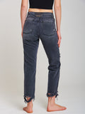 Vicolo Ripped Piper Icon Mom Jeans Black Washed