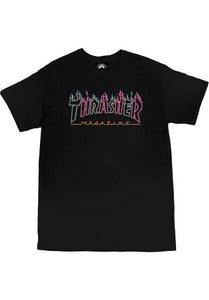 Thrasher Double Flame Neon Logo T-shirt Black